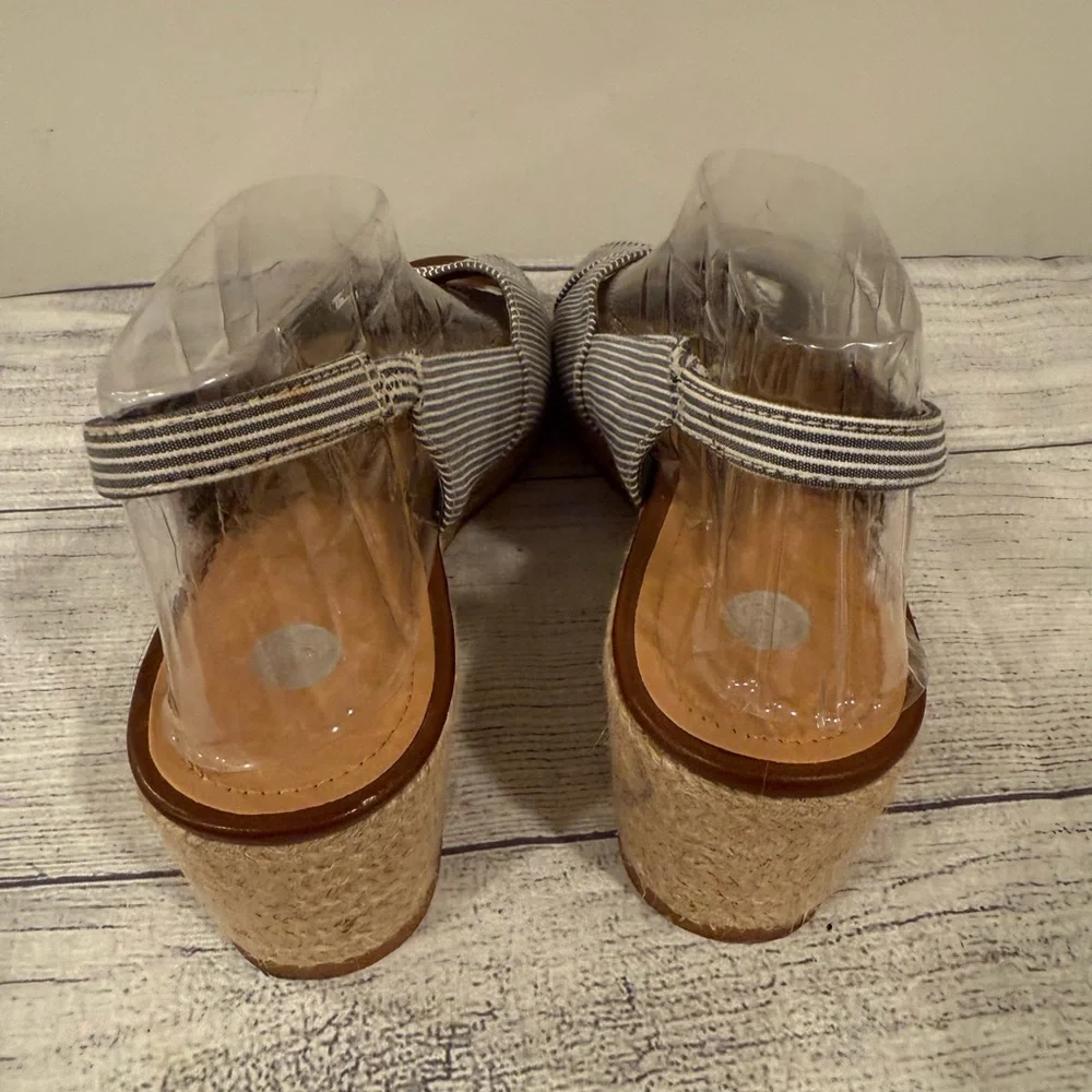 Circus by Sam Edelman Striped Espadrille Wedge Slingback Sandals Size 8.5
